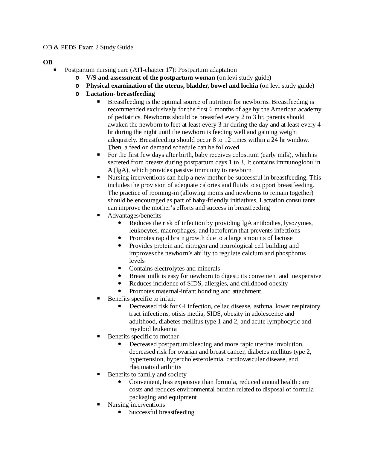 Preview image for NUR 3465 OB & PEDS Exam 2 Study Guide